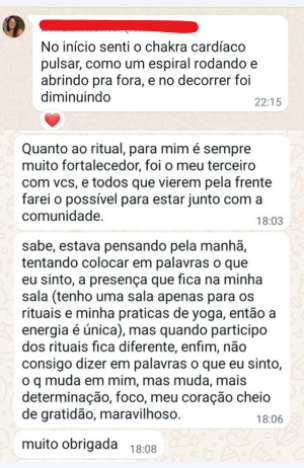Depoimento da comunidade no WhatsApp