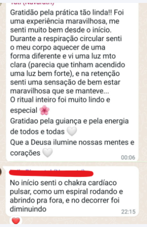 Depoimento da comunidade no WhatsApp