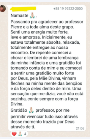 Depoimento da comunidade no WhatsApp
